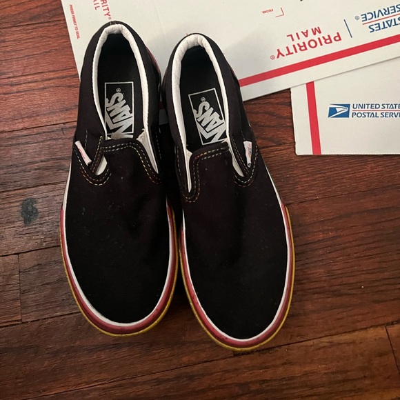 NWT VANS unisex Slip On Rainbow Glitter Platform Sneakers Size 5.5 wmns 4 men’s - Picture 2 of 8